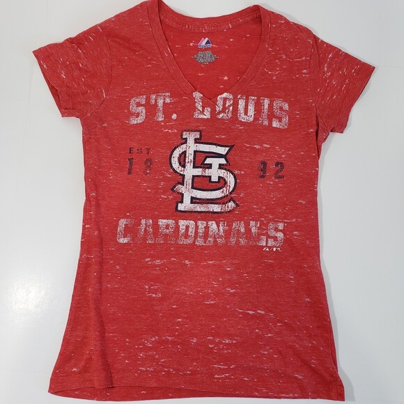 Ladies Cardinals T-Shirt, Red, Size Large, Cap Sleeves - Picture 1 of 7